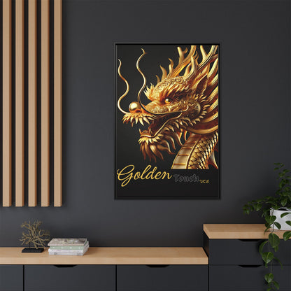 "Golden Touch" Collection - Framed 'Golden Dragon' Designer Canvas Wall Art by vca
