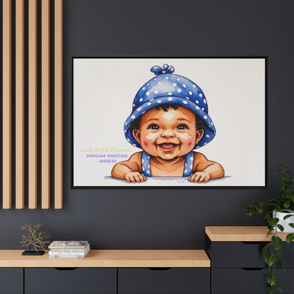 "Little Artful Treasures" Collection - 'Cupcake Frosting Giggles' by vca - Framed Baby Wall Art (Matte Canvas)