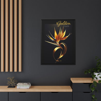 "Golden Touch" collection - 'Bird of Paradise' design #2 by vca - Framed Matte Canvas