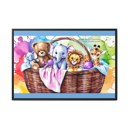 "Little Artful Treasures" Collection - Framed Nursery Canvas Wall Art — 'Best Friends Basket 2' by vca