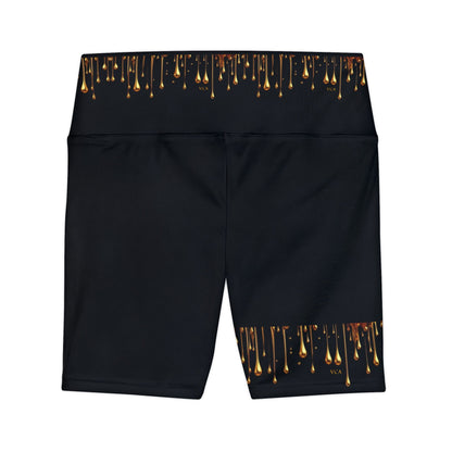"Golden Touch" Collection - Women's Workout Shorts - '24K Melting Gold' design by vca