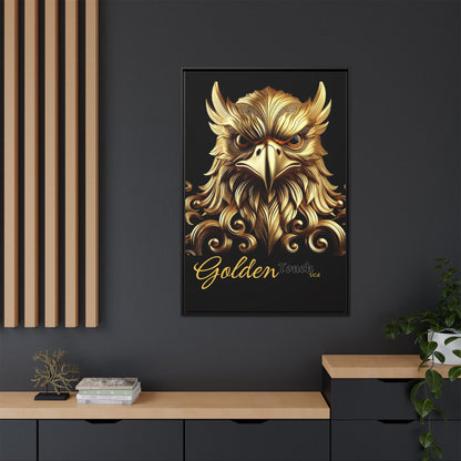 "Golden Touch Collection" – 'Hawk Glare': Luxurious Framed Canvas Wall Art by vca