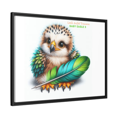 "Little Artful Treasures" Collection - Framed Canvas Wall Art— 'Baby Eagle 3 with Eagle Feather' by vca