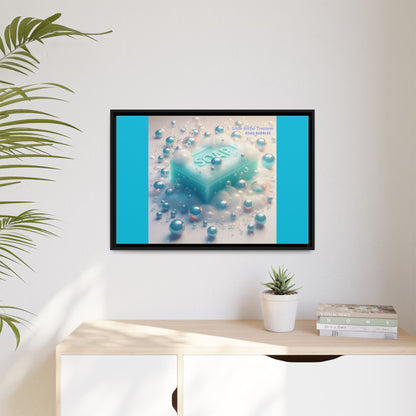 "Little Artful Treasures" Collection - Framed Matte Canvas Wall Art — 'Soap Bubbles' by vca - Blue