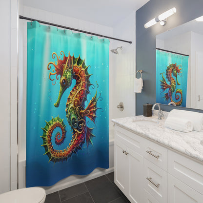 "Elevated Style" Collection - Colorful Seahorse Shower Curtain –