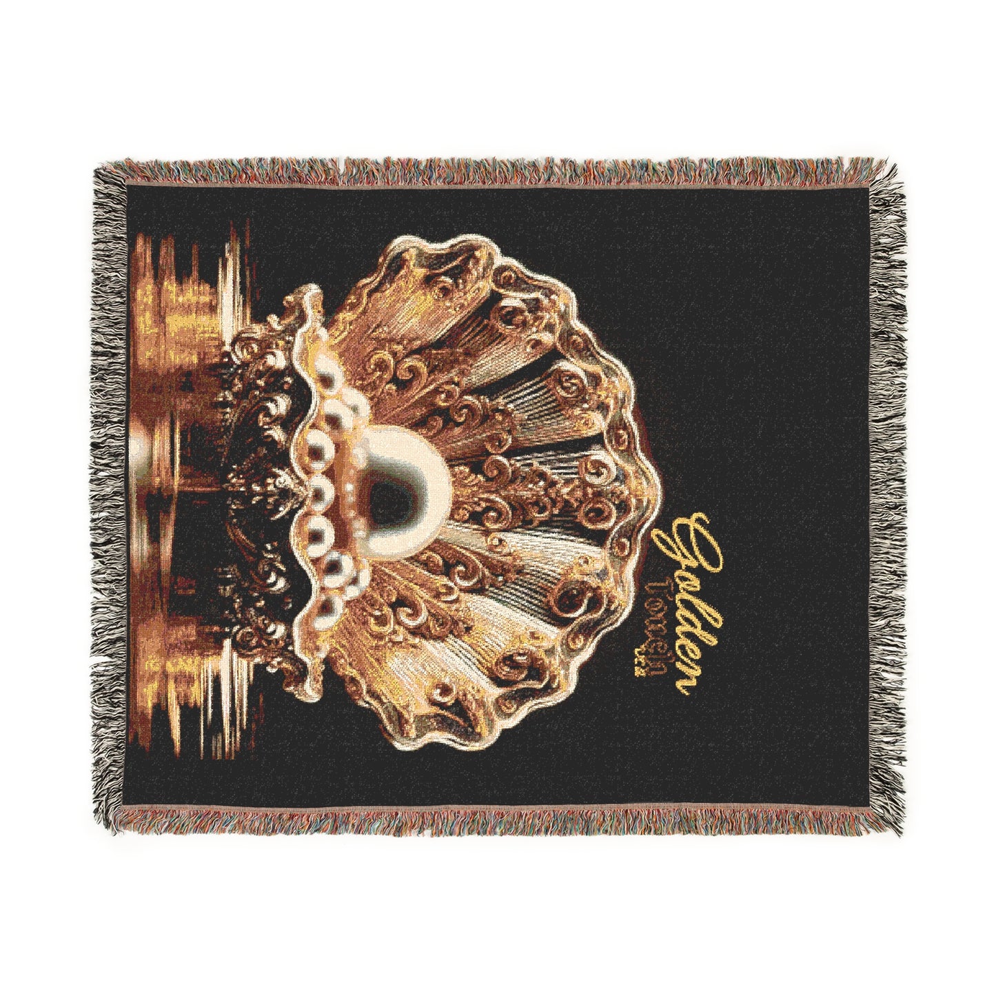 "Golden Touch" Collection - 'OShellPearls' design by vca - Designer Woven Blanket