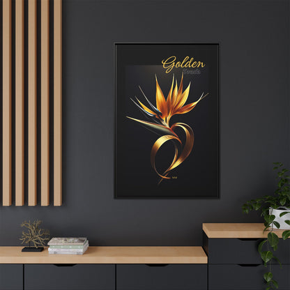 "Golden Touch" collection - 'Bird of Paradise' design #2 by vca - Framed Matte Canvas