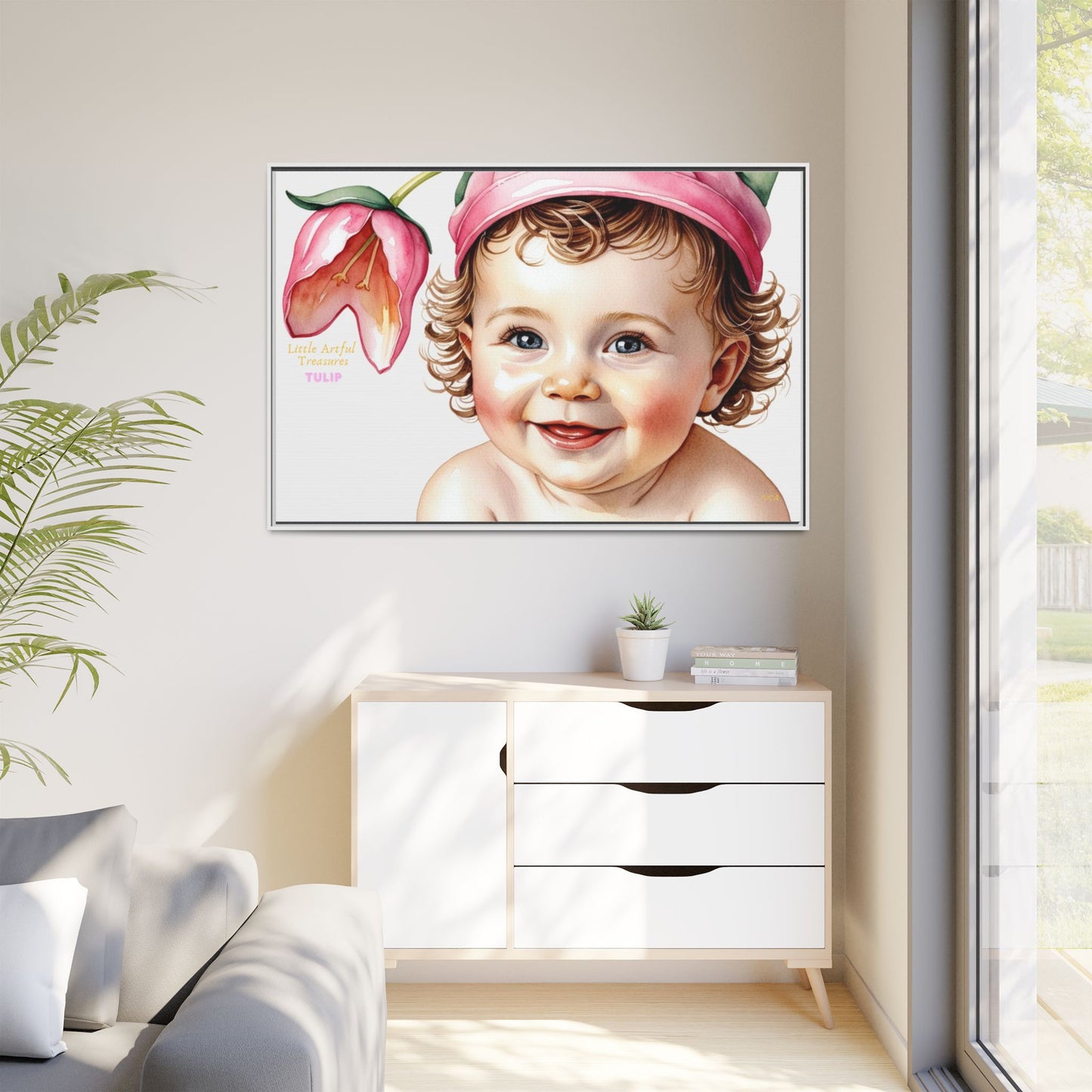 "Little Artful Treasures" Collection - 'Tulip' - Art Framed Matte Canvas Baby Portrait by vca