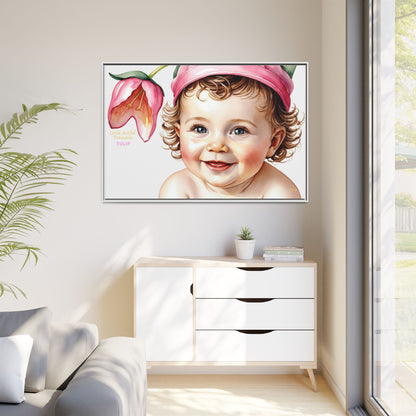 "Little Artful Treasures" Collection - 'Tulip' - Art Framed Matte Canvas Baby Portrait by vca