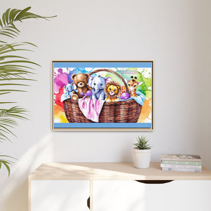 "Little Artful Treasures" Collection - Framed Nursery Canvas Wall Art — 'Best Friends Basket 2' by vca