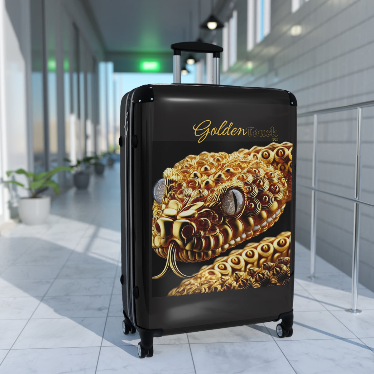 "Golden Touch" Collection - 'Snake Crystal Eyes' design by vca - Designer Luggage Set