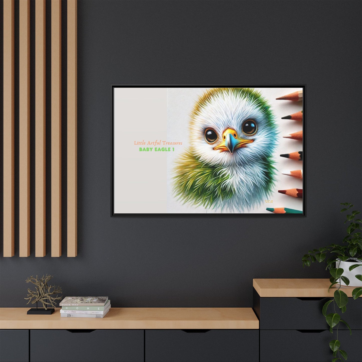 "Little Artful Treasures" Collection - Framed Matte Canvas - 'Baby Eagle 1' by vca