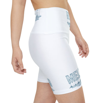 "Elevated Style" Collection - 'Melting' ice Designer Women's Workout Shorts (White) - by vca