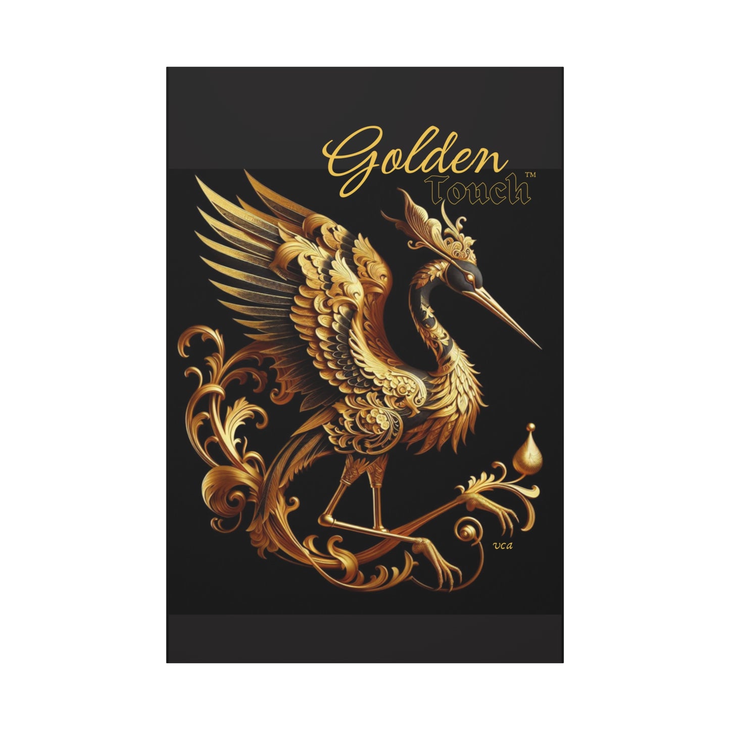 "Golden Touch" Collection - Canvas Wall Art - '24K Crane' by vca