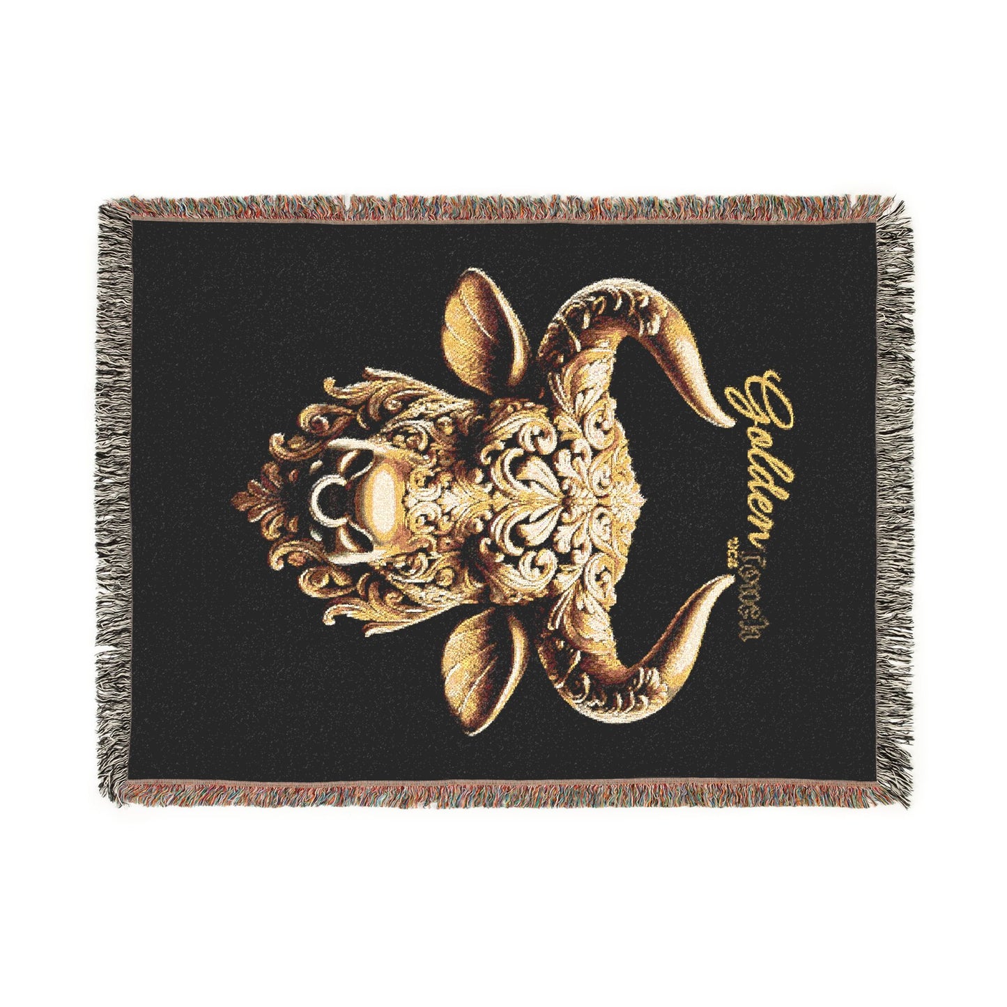 "Golden Touch" Collection - 'TaurusHead2' design by vca - Designer Woven Blanket