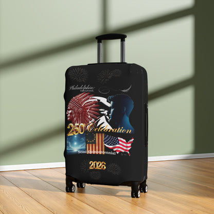 "Legacy of Liberty" Collection - Luggage Cover design by vca - Semi-Quincentennial Travel Accessory, 2-sided - Black