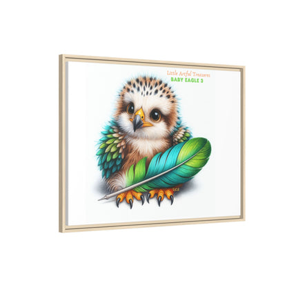 "Little Artful Treasures" Collection - Framed Canvas Wall Art— 'Baby Eagle 3 with Eagle Feather' by vca