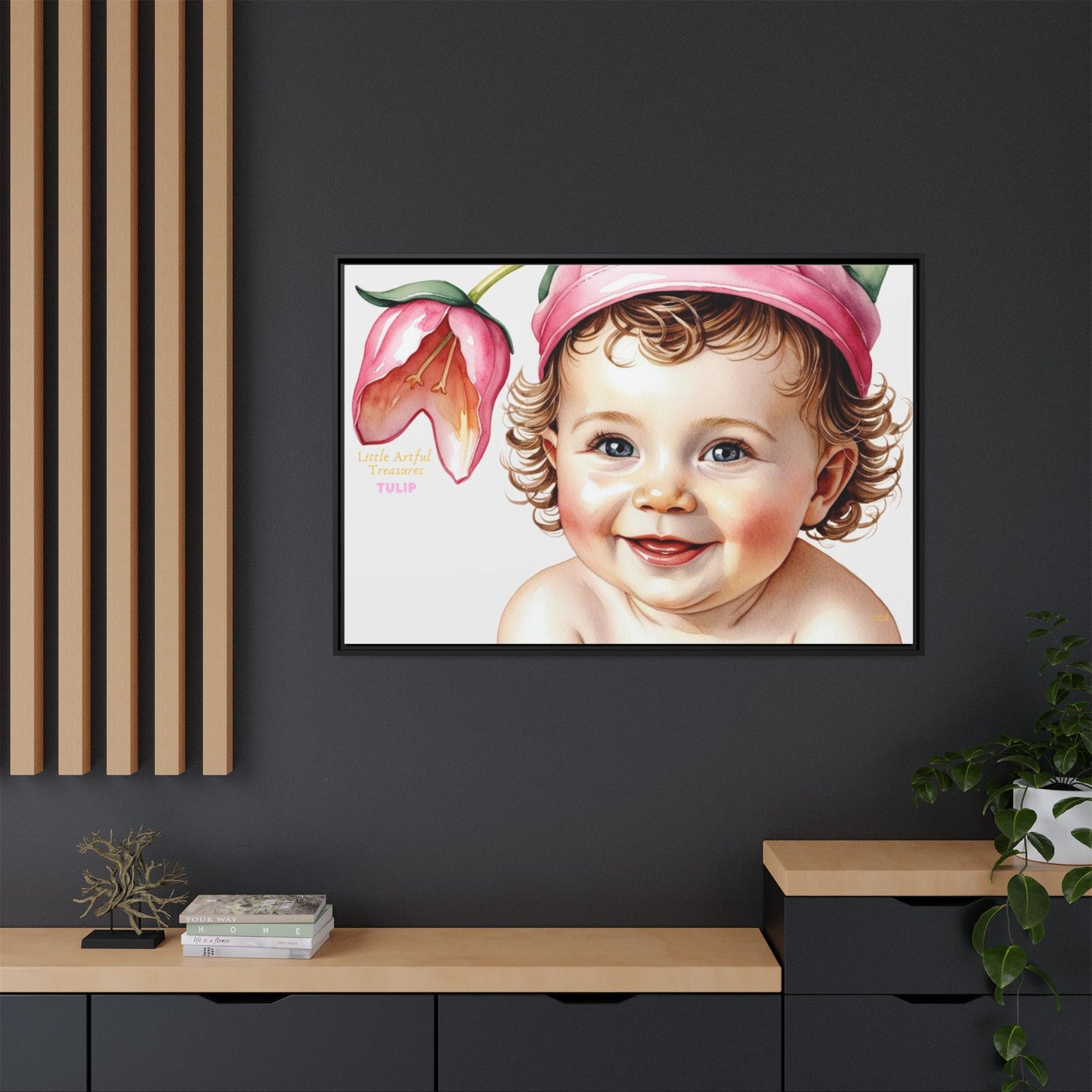 "Little Artful Treasures" Collection - 'Tulip' - Art Framed Matte Canvas Baby Portrait by vca