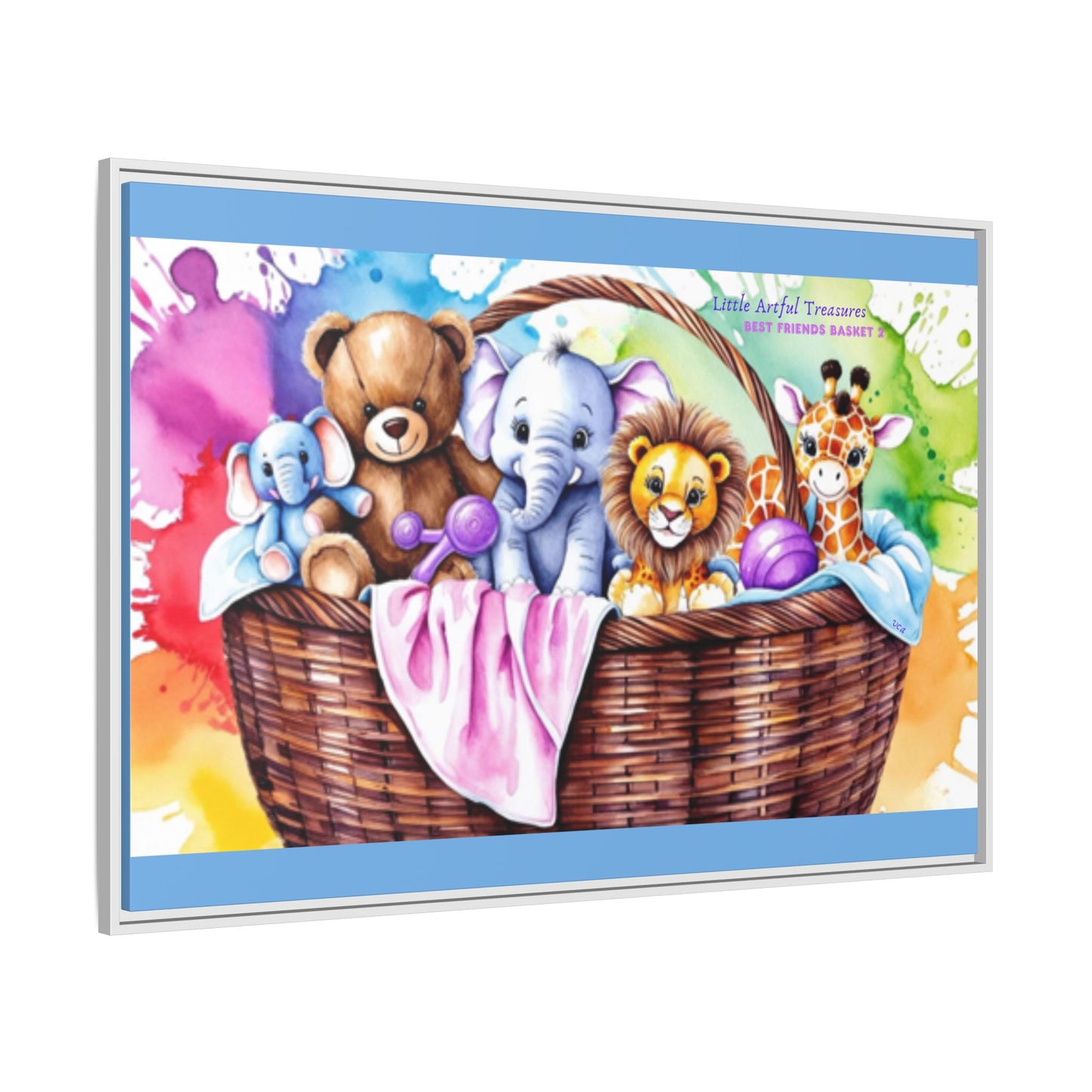 "Little Artful Treasures" Collection - Framed Nursery Canvas Wall Art — 'Best Friends Basket 2' by vca
