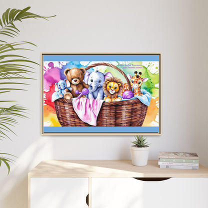 "Little Artful Treasures" Collection - Framed Nursery Canvas Wall Art — 'Best Friends Basket 2' by vca