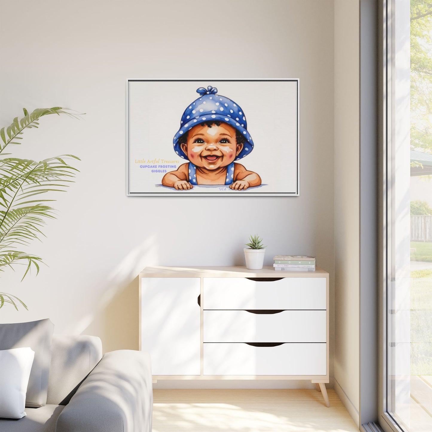 "Little Artful Treasures" Collection - 'Cupcake Frosting Giggles' by vca - Framed Baby Wall Art (Matte Canvas)