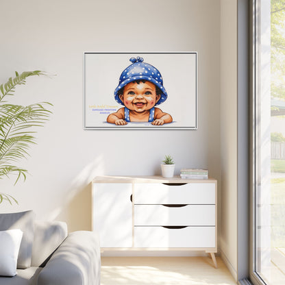 "Little Artful Treasures" Collection - 'Cupcake Frosting Giggles' by vca - Framed Baby Wall Art (Matte Canvas)
