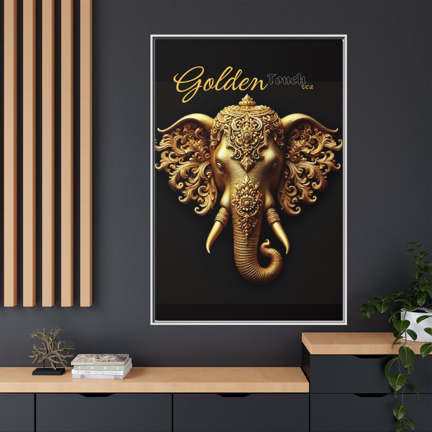 "Golden Touch" Collection - Gold Elephant Framed Wall Art - Designer Art by vca