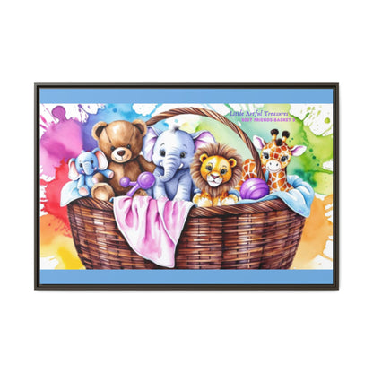 "Little Artful Treasures" Collection - Framed Nursery Canvas Wall Art — 'Best Friends Basket 2' by vca