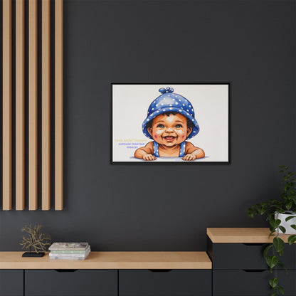 "Little Artful Treasures" Collection - 'Cupcake Frosting Giggles' by vca - Framed Baby Wall Art (Matte Canvas)