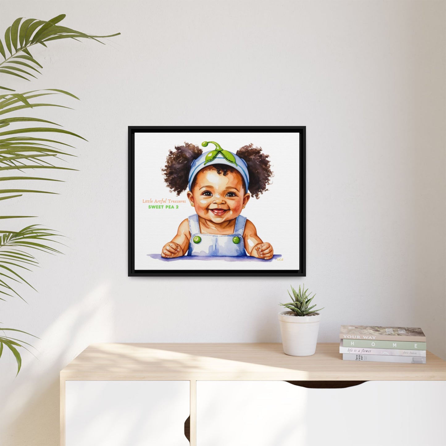 "Little Artful Treasures" Collection - Framed Canvas Print — "Sweet Pea 2" Baby Portrait by vca