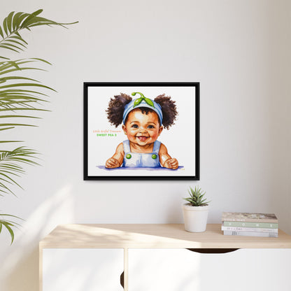 "Little Artful Treasures" Collection - Framed Canvas Print — "Sweet Pea 2" Baby Portrait by vca