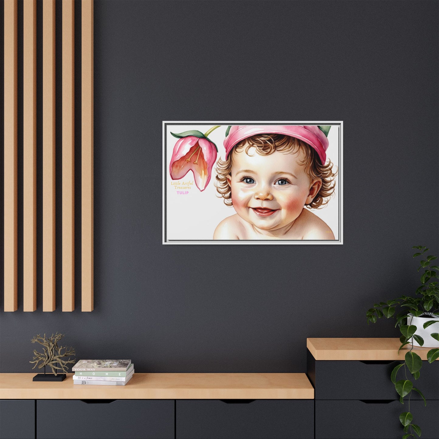 "Little Artful Treasures" Collection - 'Tulip' - Art Framed Matte Canvas Baby Portrait by vca