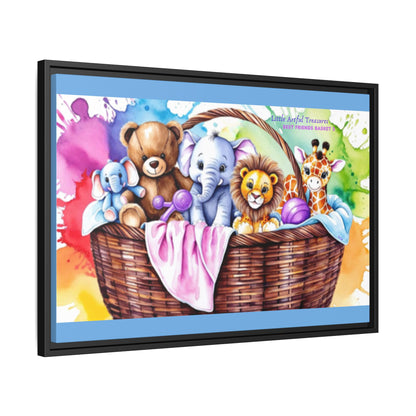 "Little Artful Treasures" Collection - Framed Nursery Canvas Wall Art — 'Best Friends Basket 2' by vca