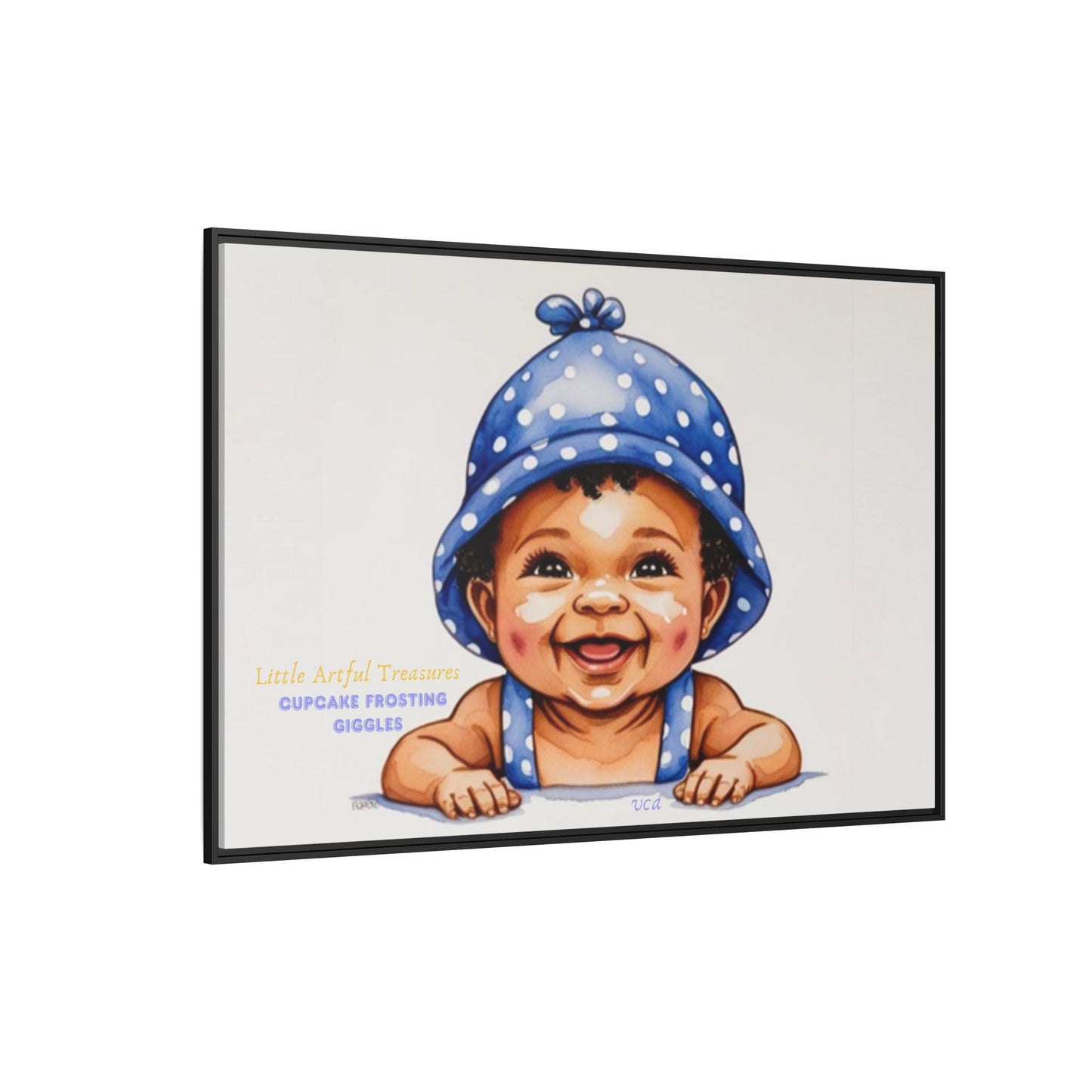 "Little Artful Treasures" Collection - 'Cupcake Frosting Giggles' by vca - Framed Baby Wall Art (Matte Canvas)