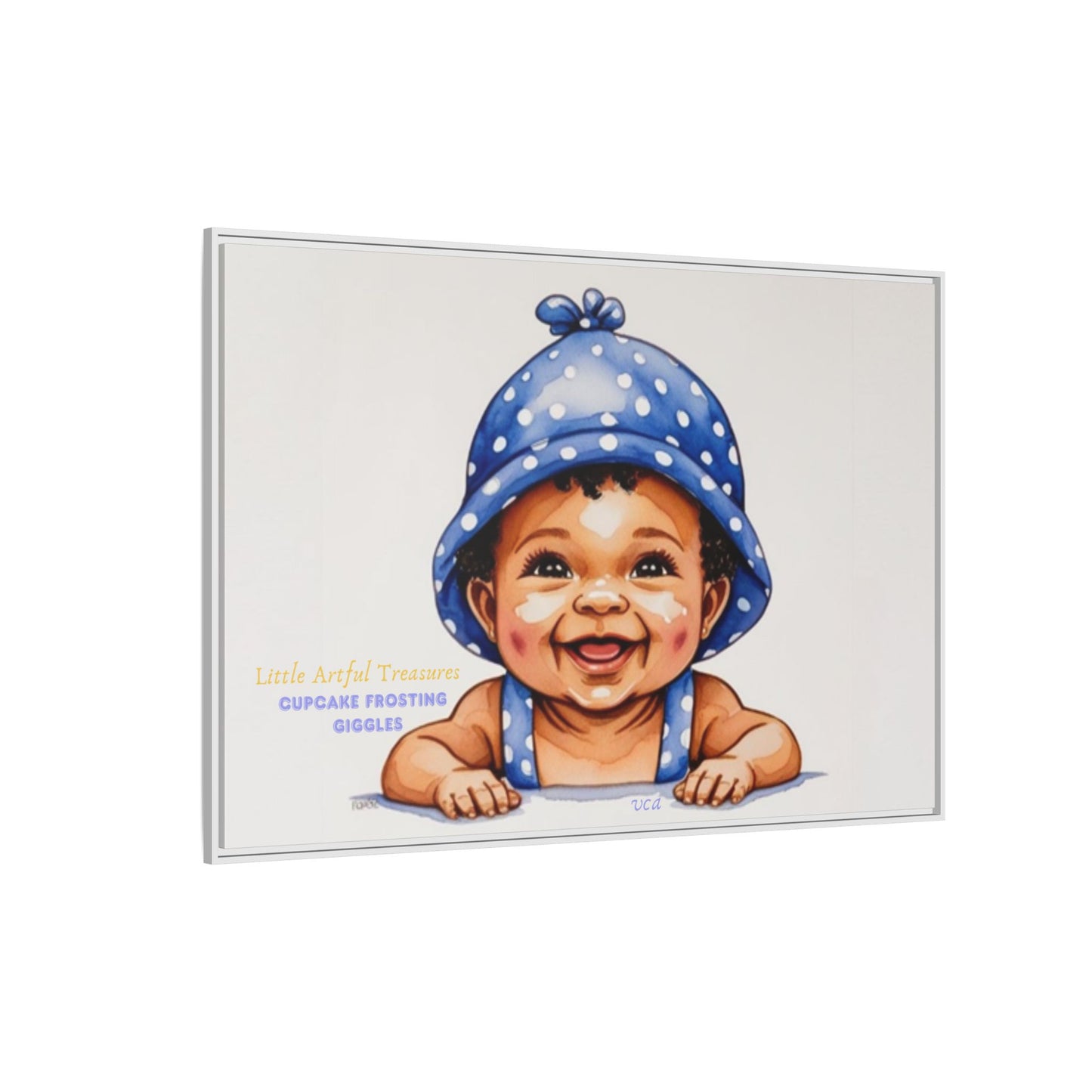 "Little Artful Treasures" Collection - 'Cupcake Frosting Giggles' by vca - Framed Baby Wall Art (Matte Canvas)