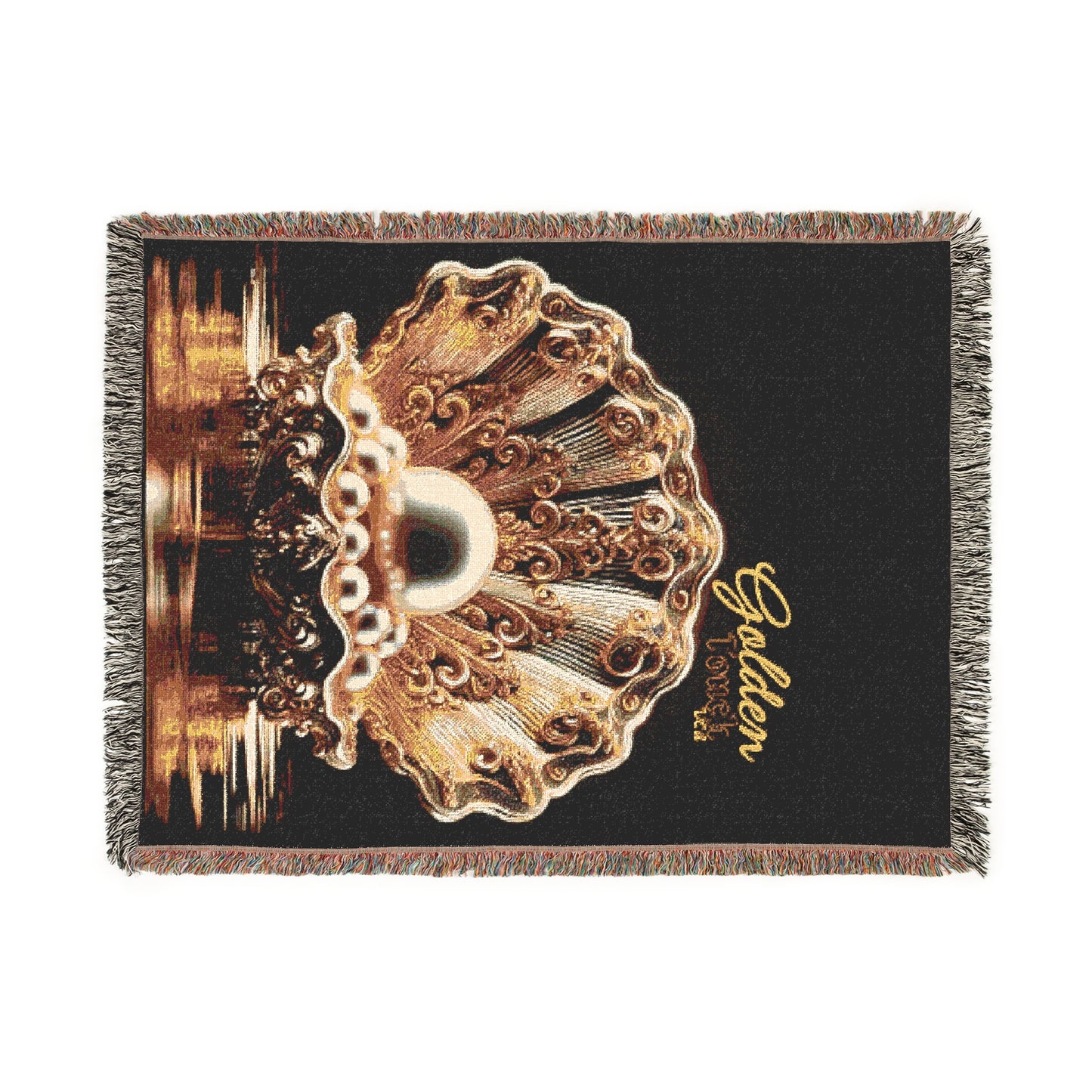 "Golden Touch" Collection - 'OShellPearls' design by vca - Designer Woven Blanket