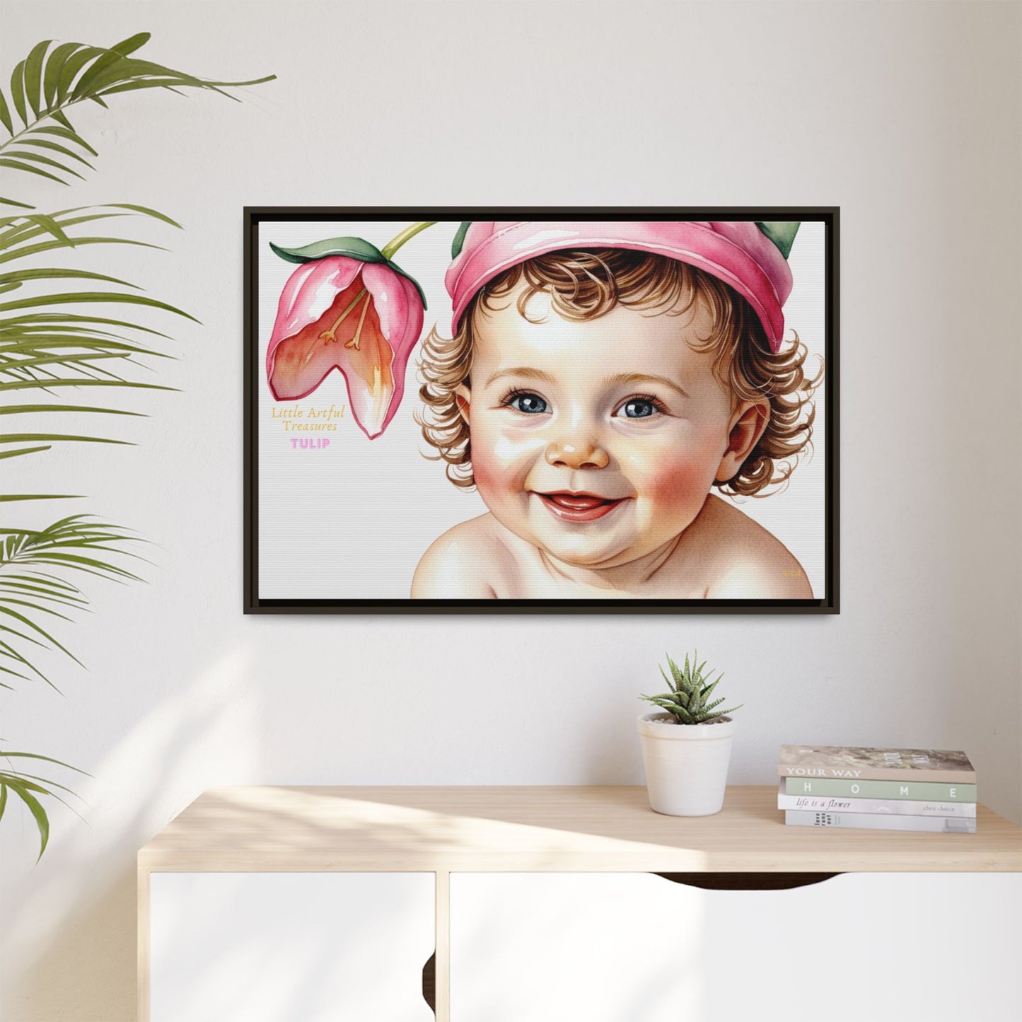 "Little Artful Treasures" Collection - 'Tulip' - Art Framed Matte Canvas Baby Portrait by vca