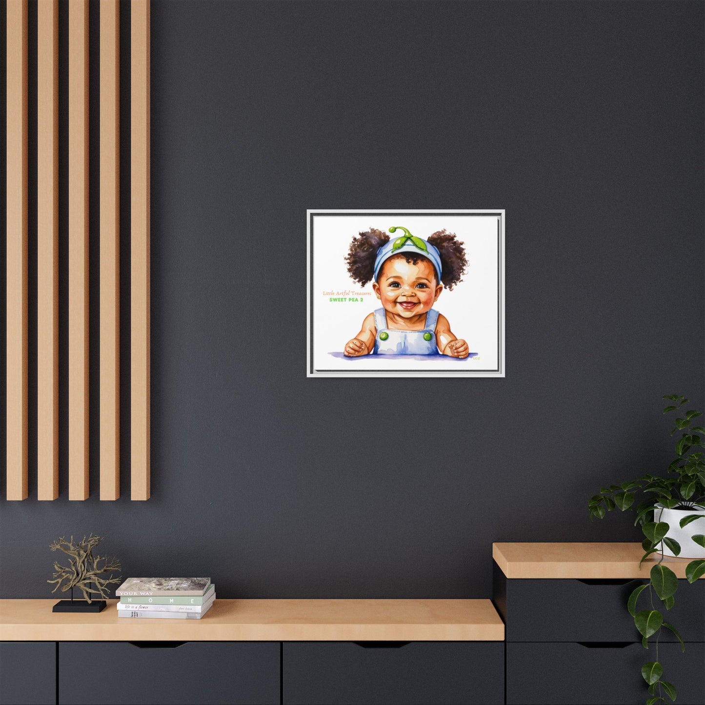 "Little Artful Treasures" Collection - Framed Canvas Print — "Sweet Pea 2" Baby Portrait by vca