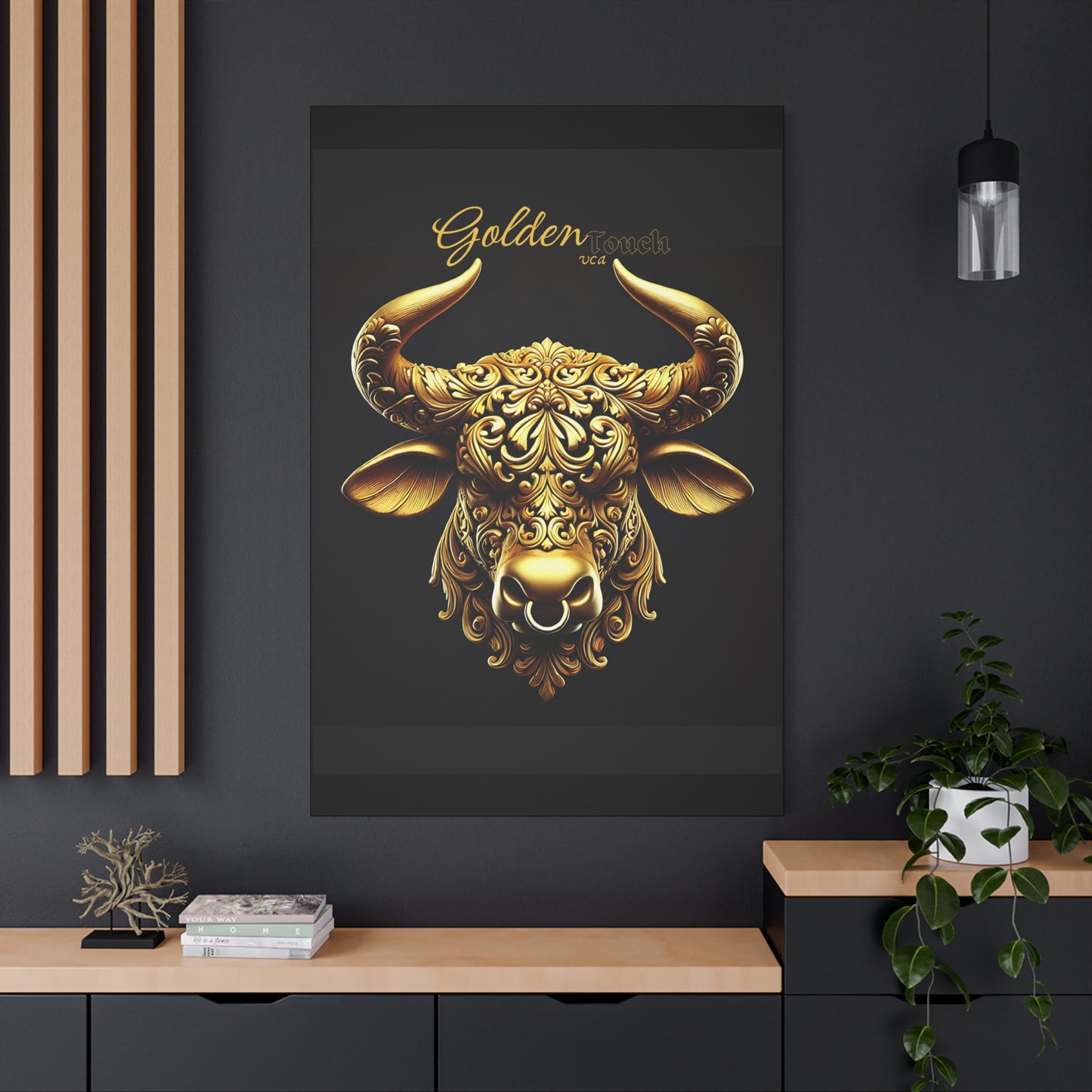 "Golden Touch" Collection - 'Taurus Head2' by vca - Framed Designer Matte Canvas