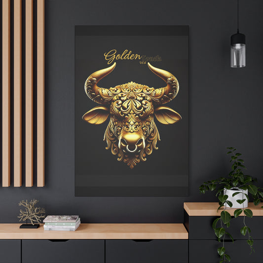 "Golden Touch" Collection - 'Taurus Head2' by vca - Framed Designer Matte Canvas