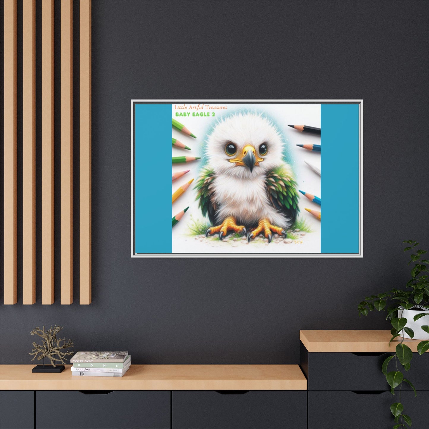 "Little Artful Treasures" Collection - Framed Canvas Wall Art — "Baby Eagle 2" by vca