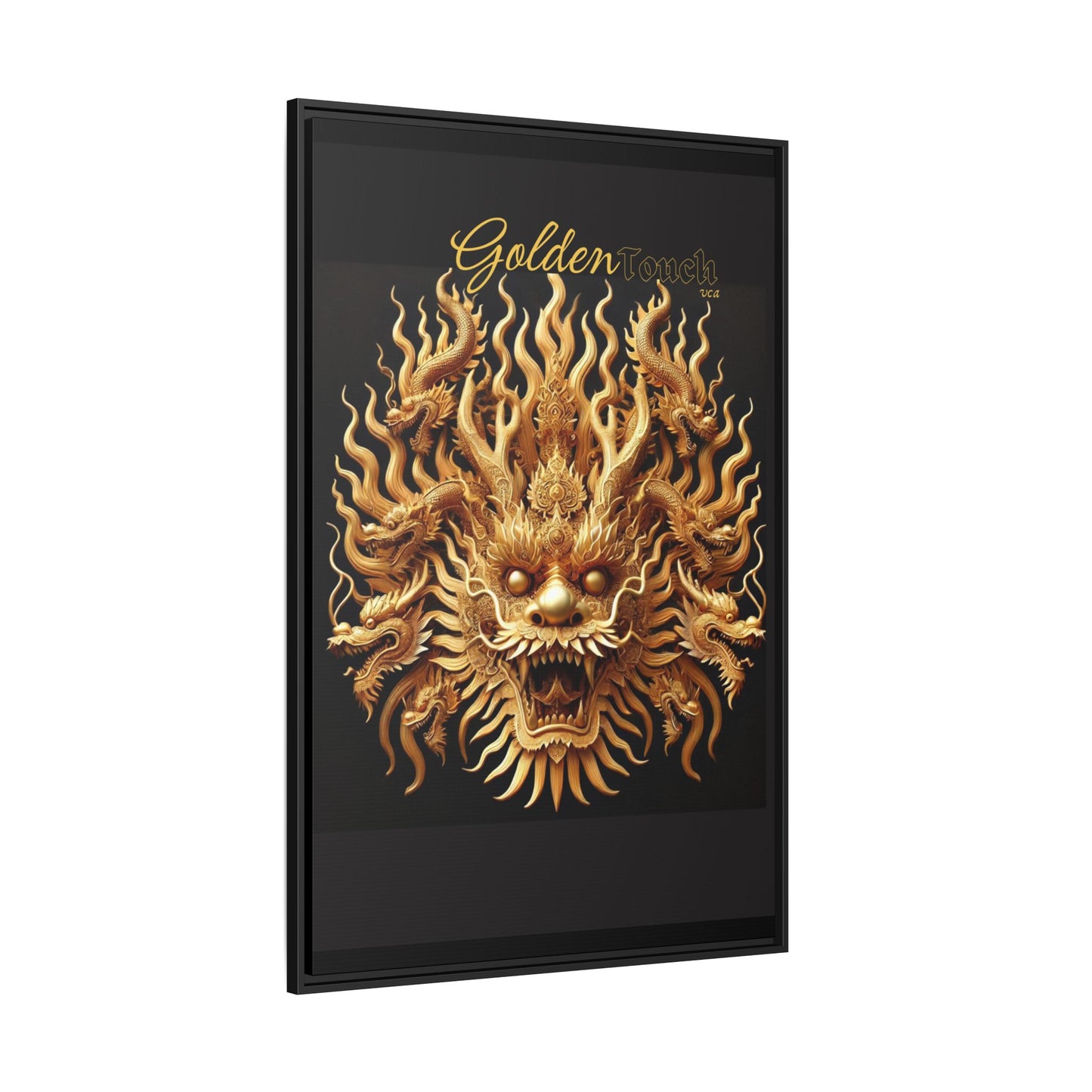 "Golden Touch" Collection - Canvas Wall Art - 'Majestic Nine-Headed Dragon' by vca