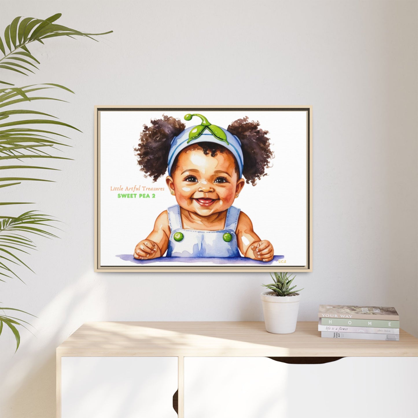 "Little Artful Treasures" Collection - Framed Canvas Print — "Sweet Pea 2" Baby Portrait by vca