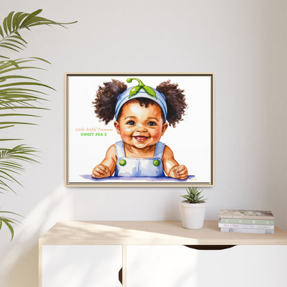 "Little Artful Treasures" Collection - Framed Canvas Print — "Sweet Pea 2" Baby Portrait by vca