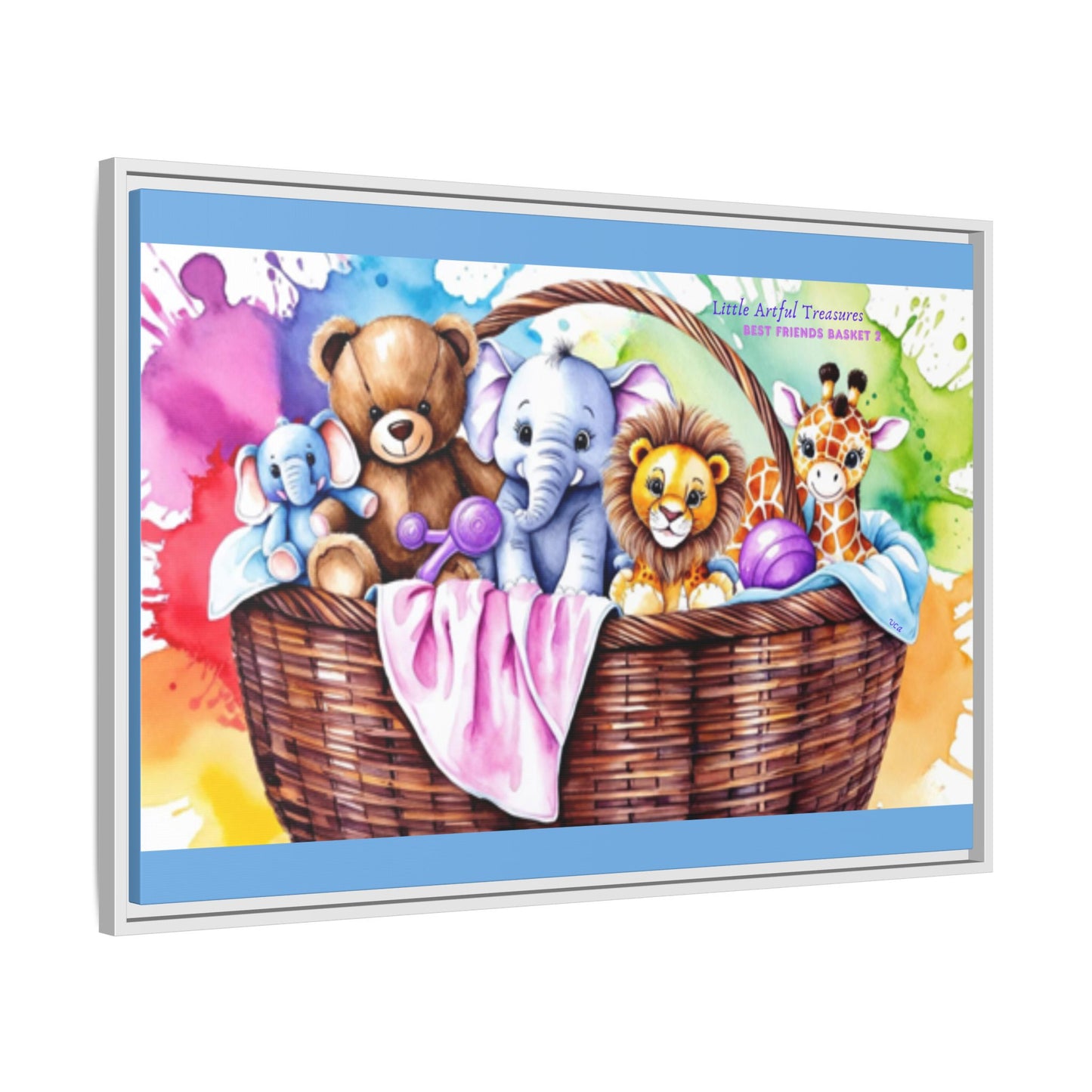 "Little Artful Treasures" Collection - Framed Nursery Canvas Wall Art — 'Best Friends Basket 2' by vca