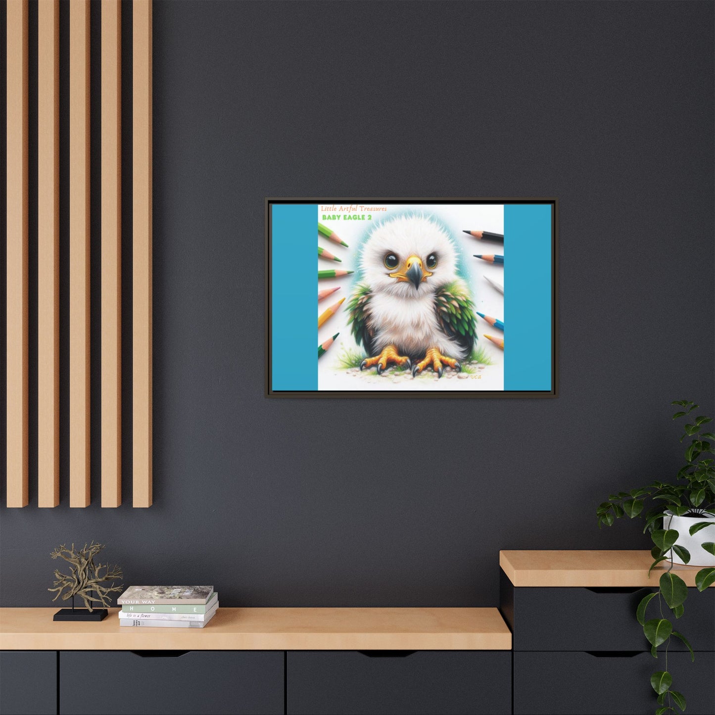"Little Artful Treasures" Collection - Framed Canvas Wall Art — "Baby Eagle 2" by vca