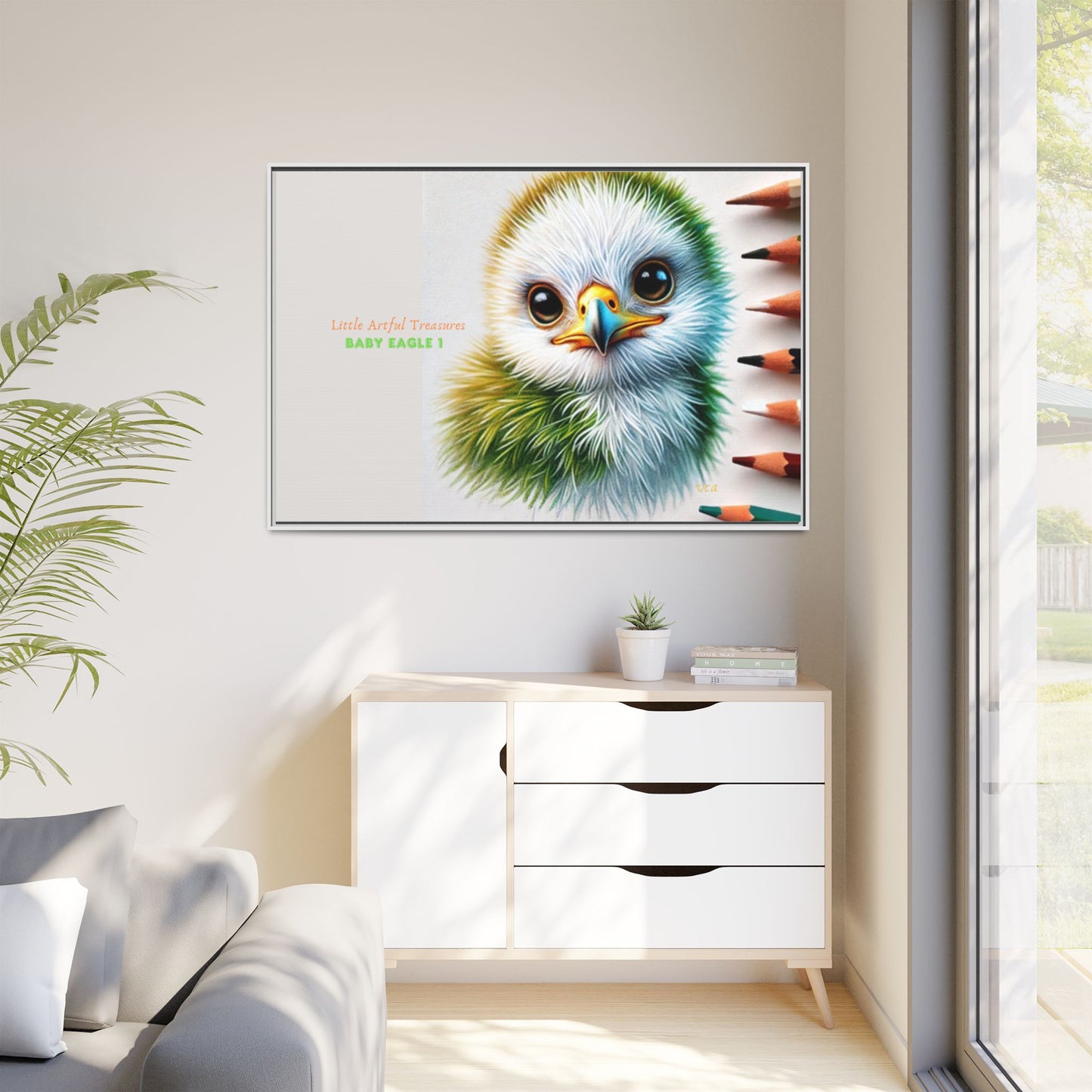 "Little Artful Treasures" Collection - Framed Matte Canvas - 'Baby Eagle 1' by vca
