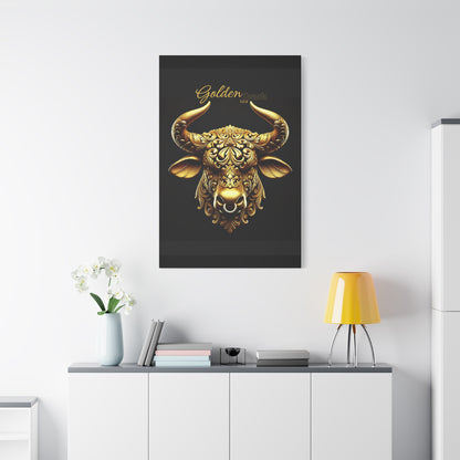 "Golden Touch" Collection - 'Taurus Head2' by vca - Framed Designer Matte Canvas