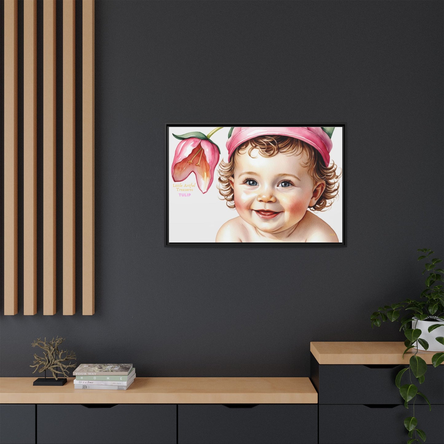 "Little Artful Treasures" Collection - 'Tulip' - Art Framed Matte Canvas Baby Portrait by vca