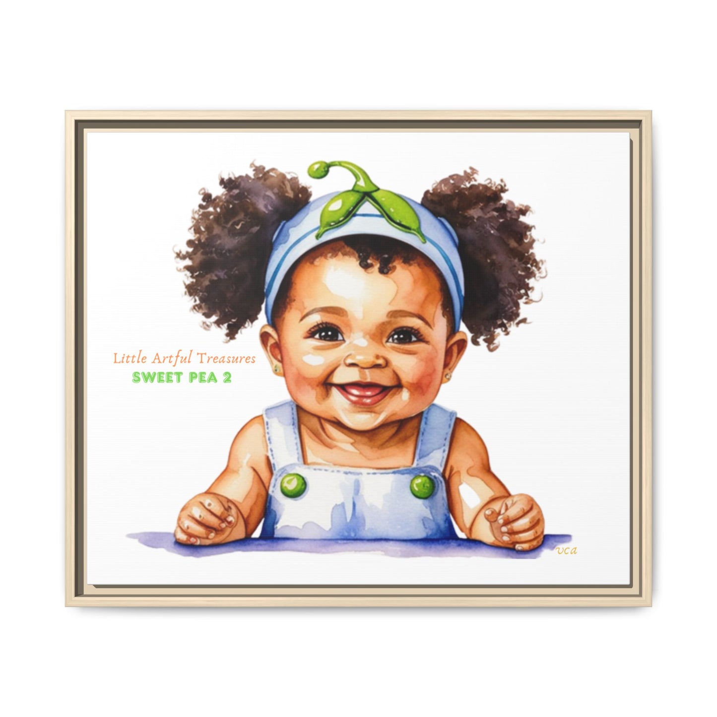 "Little Artful Treasures" Collection - Framed Canvas Print — "Sweet Pea 2" Baby Portrait by vca